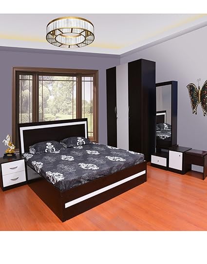Asis Furniture Choco Queen Size Bed With 3 Door Wardrobe Melamine