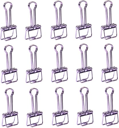 Amazon リーンクリップ 15個入 金属クリップ ヒンジクリップ 可愛い おしゃれ 紫 オフィス 事務用品 ペーパー 書類整理 収納ケース付き クリップ リング 文房具 オフィス用品