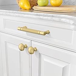 Amerdeco 10 Pack Brushed Gold knurled Cabinet Pulls