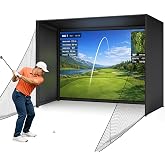 Diandian Golf Simulator Enclosure Kit 10 x 8 ft with 4K-Ready Impact Screen | 600D Blackout Cover, Anti-Ricochet Foam Padding