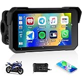 CarPlay Screen for Motorcycle,Portable Wireless Carplay/Android Auto for Motorcycle,5 inch IPS Waterproof Portable Radio GPS Display for Motorbike with Bluetooth,TF Port