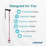 REHAND Folding Adjustable Walking Cane Heavy Duty All Terrain Tip view 2