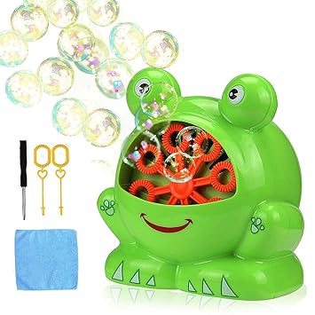 Aibesser Seifenblasen Maschine Frosch Bubble Machine Seifenblasenmaschine Batteriebetrieben für Geburtstagsfeier und Hochzeit
