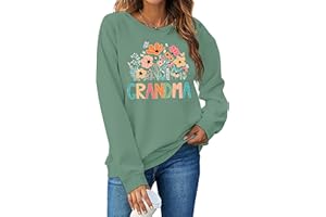 HQP Grandma Sweatshirt Women Floral Grandma Sweatshirt Wildflower Graphic Casual Fall Pullover Tops