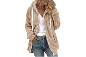 GOHRSHA Womens Sherpa Fleece Jacket Long Sleeve Zip Up Hoodie Oversized Pullover Crewneck Sweatshirt Fuzzy Fall Tops