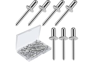 KINBOM 40pcs Aluminum Blind Rivets, 1/4 x 1/2 inch Large Flange Pull Rivet Self-plugging Pop Rivets Kit for Household Electrical Appliances