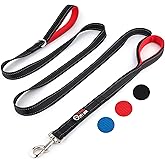 Primal Pet Gear Dog Leash 8ft Long - Black - Traffic Padded Two Handle - Heavy Duty - Double Handles Lead for Control Safety Training - Leashes for Large Dogs or Medium Dogs - Dual Handles Leads