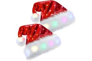 KetQue Santa Hats Adult Kid with LED Lights & XXL Extra Large Christmas Hats Soft Plush Thicken