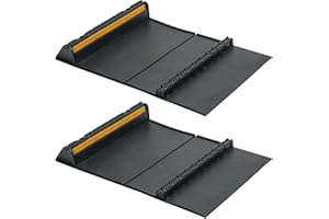 F COME Car Parking Guide Mat, Durable Self Adhesive Anti-Skid Rubber Parking Mat, Wheel Stopper, 2 Pack FoldingTire Guides for Cars, Trucks, 23.6''x15.7''x2.8'' Black with Reflective Strips