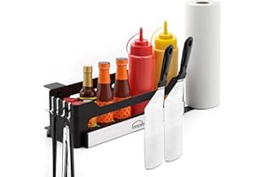 mossime Griddle Caddy for Blackstone 28"/36" Griddles/Prep Cart, Space Saving for Blackstone Griddle Accessories, BBQ Accessories Storage Box with Magnetic Tool Holder & Paper Towel Holder