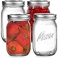Regular Mouth Mason Jars 16 oz. (4 Pack) - Pint Size Jars with Airtight Lids and Bands - Made in USA - for Canning, Fermenting, Pickling, Meal Prep, or DIY Decors and Projects Bundled with Jar Opener