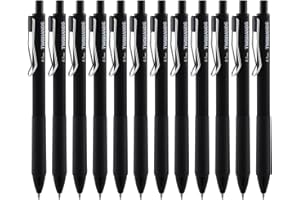 TWOHANDS Gel Pens Black 12 Pack - 0.7mm Fine Point Retractable Pens, Quick Dry No Smear Ink, Super Soft Grip, Smooth Writing 