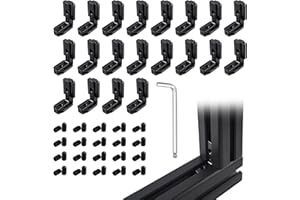 20 Sets Black 4040 Interior Corner Bracket – L-Shape Inside Connector with Screws for 40 Series Aluminum Profile, 8mm Slot Al