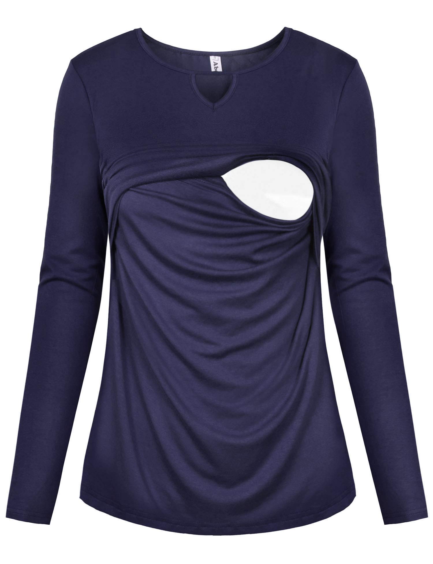 Abollria Women\'s Maternity Tee Long Sleeve Soft Easy Breastfeeding Tops Shirts