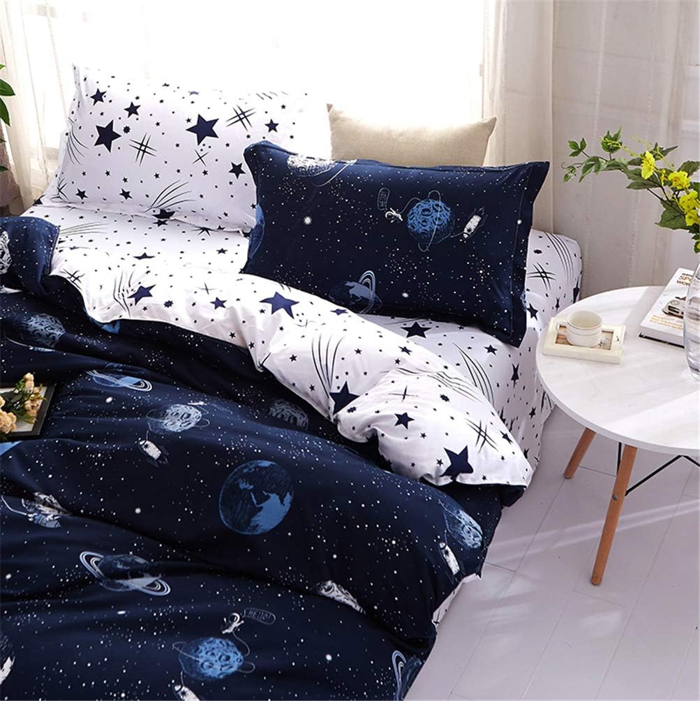 Lanqinglv Star Wars Single Duvet Cover Set Kids Bedding Set Boys/Girls Blue White Ultra Soft Quilt Covers 135x200cm With 2 Pillowcases 50x75cm