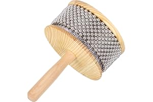MECCANIXITY Wooden Cabasa Percussion 5.3" Music Hand Shaker Musical Instrument with Metal Beads for Band Music Education Part
