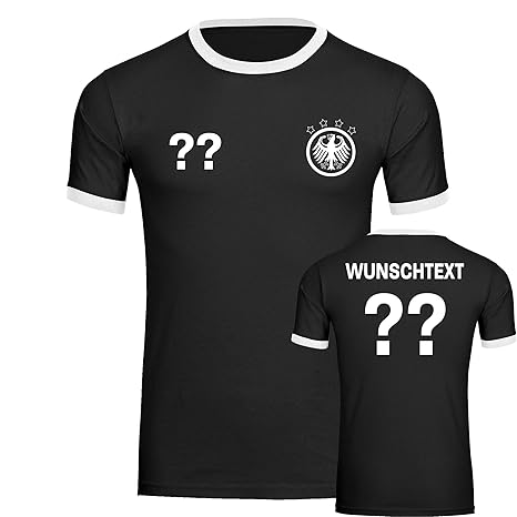 Multifanshop T-Shirt Deutschland Adler Retro Trikot mit Wunschtext & Wunschzahl Herren schwarz/weiß Gr. S-3XL - Fanshirt Fana