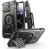 SUPCASE for iPhone 14 Pro Max Case with Camera Cover Stand (UB Mag XT) , [Compatible with MagSafe] [Built-in Belt-Clip] Heavy Duty Magnetic Phone Case for iPhone 13 Pro Max, Black