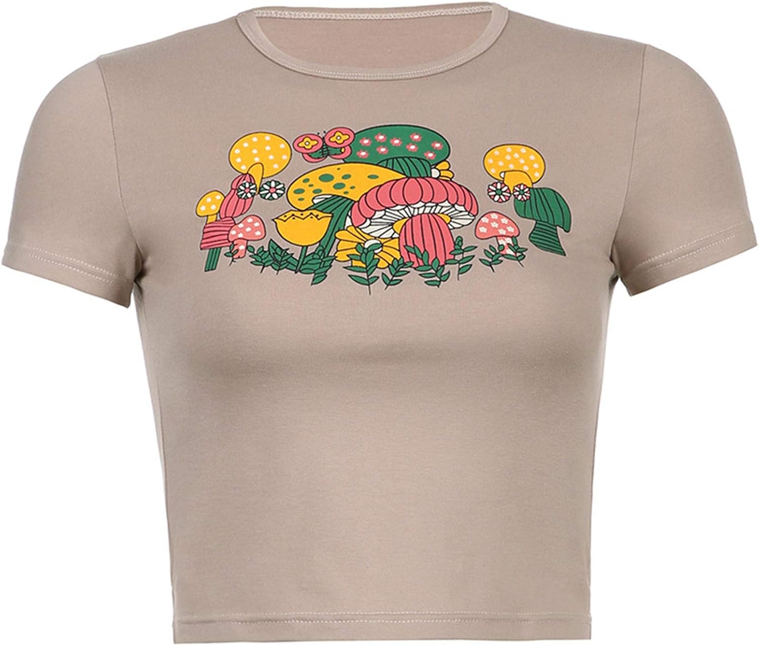 Women's Y2K Graphic Crop Tops Casual Short Sleeve Round