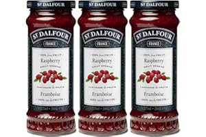 VALUBNDL: St. Dalfour Red Raspberry Fruit Spread (3-Pack) – 675ml Total (Three 284g / 10oz Jars) – 100% From Fruit All Natura