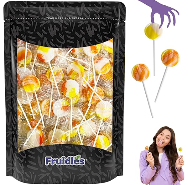FRUIDLES HALLOWEEN CANDY CORN LOLLIPOPS, BALLS, AND BARRELS...
