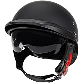 CARTMAN Matte Black Open Helmet Small, DOT Approved Sun Visor Quick Buckle | Matte black half helmet. Adult/Teen. DOT ABS, vented, weatherproof, adjustable. Goggles/gloves. Street, dirt, snow.