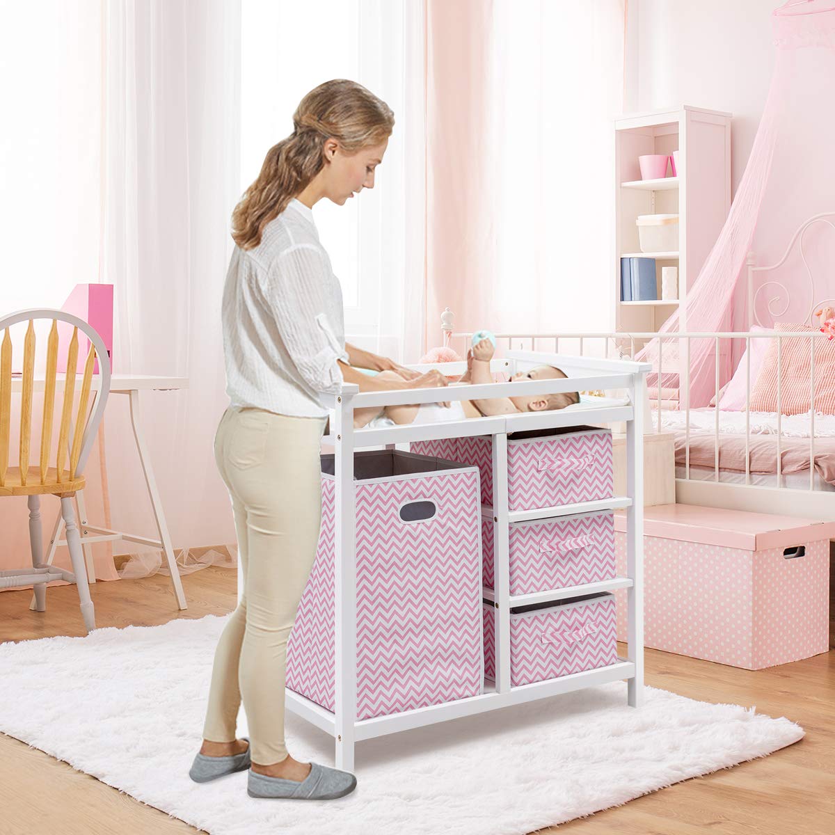 baby changing table with hamper