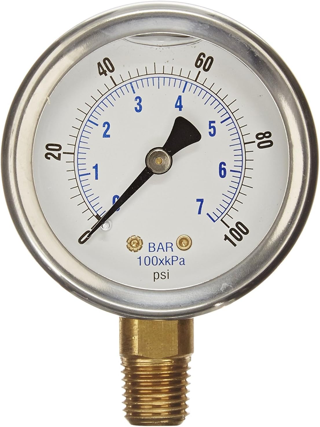 HercoLiquid Filled Hydraulic Pressure Gauge 0-100 PSI (NPT)