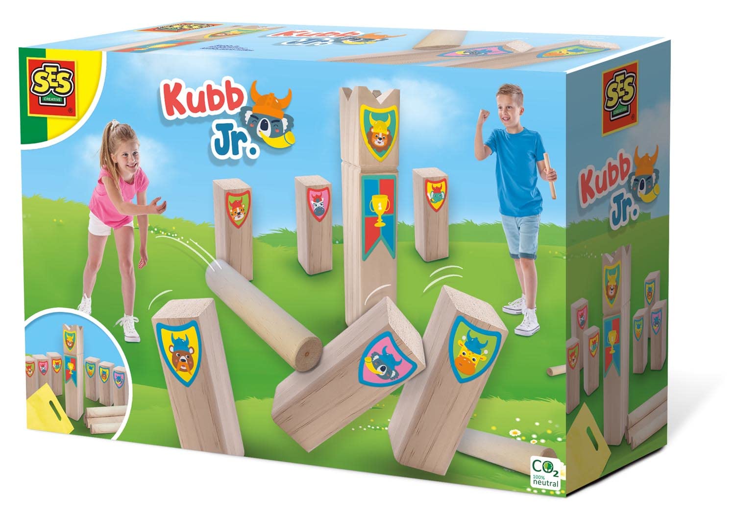 SES Creative 02297 Kubb Jr. - Viking Battle Game for Kids