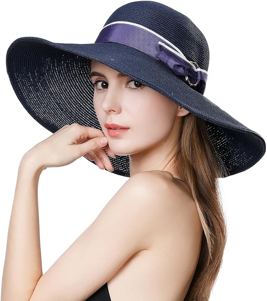 Fancet Packable Womens Straw Cloche Derby Fedora Summer Wide Brim Sun