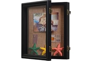 BECTSBEFF 10x12 Shadow Box, Front Opening Shadow Box Frame with Lid, Hinged Shadow Box Diplay Case for Badges Keepsake Photos Awards-Black
