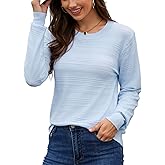 UQOIIL Womens Thin Sweater Classic Fit Crewneck Long Sleeve Top Plain Lightweight Casual Trendy Shirts (S-XXL)