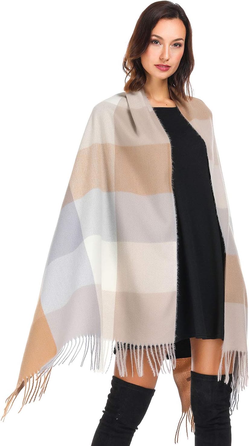 Soft Blanket Scarf for Women Stylish Winter Warm Plaid Shawl Oversize Cozy Cashmere Womens Scarves