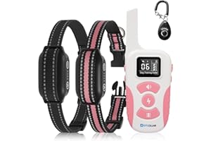DTCOLLAR 2 Dogs Bark Collar with Remote, 2-in-1 Bark and Shock Collar Combo, 3300Ft Dog Training Collar 2 Pack - Auto Anti Bark/Beep/Vibration/Shock, IP67 Smart E-Collar with 5 Adjustable Levels of Sensitivity