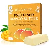 era of nature Organic Unrefined Raw Mango Body Butter Block 8oz - Moisturizing Mango Seed Raw Butter Bar for Skin &amp; Hair, DIY Lip Balm Base, Cream, Soap &amp; Lotion Making Supplies Kit, Personal Skincare