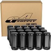 GAsupply 1/2x20 Lug Nuts 20pcs, Black 1.9" Long Tall 3/4" Hex, Cone Seat | 1/2''-20 Closed End Bulge Acorn Wheel Lug Nuts, 1.9 inch 48mm Tall, 3/4" 19mm Hex 60 Degree Conical Seat