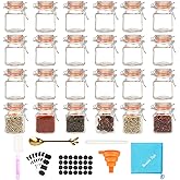 Homelike Style 3.4 oz Small Glass Spice Jars with Lables, 24 Pack Empty Mini Square Spice Bottles with Airtight Flip Top Lids