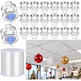 20 Pack Christmas Magnetic Ceiling Hooks with 328ft Clear Hanging Line | Magnet Ceiling Hooks for Balloons, Christmas Party Decorations, Holiday Ornaments Hanging, Classroom Party Office Home DIY