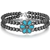 Plikin Navajo Pearl Bracelet for Women Turquoise Cuff Bracelet Boho Beaded Western Bracelets Navajo Pearl Jewelry GIft