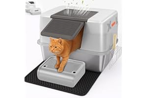 CEDBORR XL Premium Stainless Steel Enclosed Cat Litter Box with Lid, Extra Large Heavy-Duty Metal Litter Box for Big Cats & Multi-Cat Homes|Leak-Proof, Odor-Locking, Non-Stick Surface | Easy Clean (White)