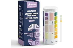 HealCare Urinary Tract Infection UTI Test Strips, Home Urine Testing Kit for 3 Parameters Including Leukocytes, Nitrite and pH, 100 Count