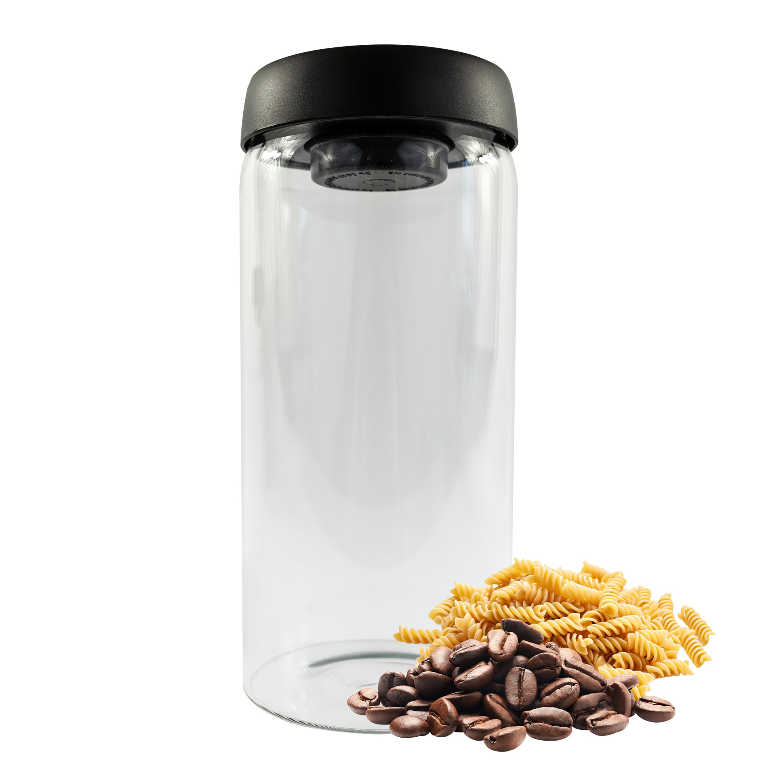 Iconique Glass Vacuum Storage Jar | Smell Proof Container & Airtight Jar | BPA-Free, Leak-Proof Airtight-Seal for Kitchen & Pantry | Smell Proof Jar Ideal for Coffee, Pasta & Baking | 1600ml