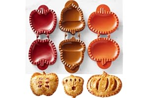 JXUEYCH 3 Pieces Dough Presser Pie Molds, Party Potluck Hand Pie Molds, Fall Apple Pumpkin and Acorn Shapes Mini Pocket Pie Maker