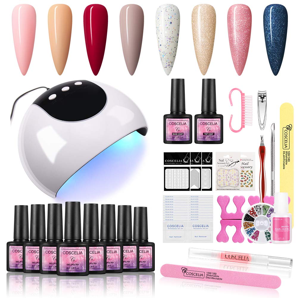 Fashion Zone 8 Colors Gel Nail Polish Starter Kit with 24W