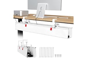 Univivi No Drill Under Desk Cable Management Tray, 36" Cord Organizer for Table, Clamp/Screw Mount Desk Cable Management, Premium Fabric Cable Management Tray for Office, Home