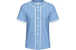 Lalkllo Men Baseball Jersey Solid Shirts Plain Casual Button Down Short Sleeves T-Shirt Sports Uniform S-2XL