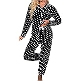 Verdusa Women's 2 Piece Polka Dots Cute Pajama Sets Long Sleeve Button Up Pajamas Pj Comfy Lounge Sets