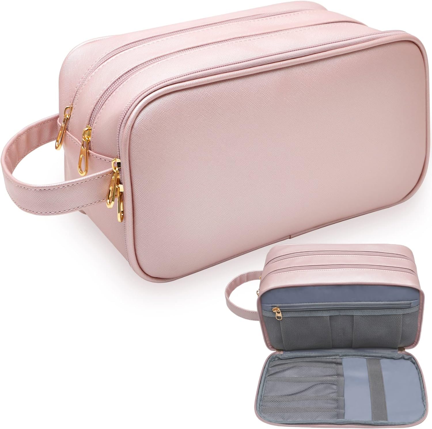 Photo 1 of Makeup Bag for Women, Water Resistant Toiletry Bag for Travel Essentials, Dorm Room Essentials for Girl, Toiletry Organizer Dopp Kit for Toiletries Accessories, Mother's Day Graduation Gifts for Her