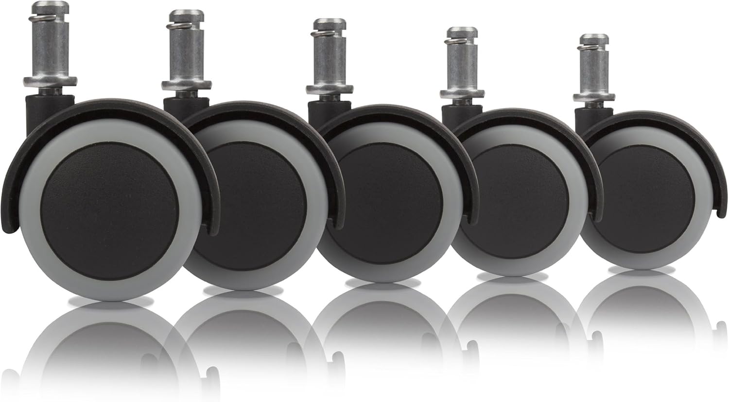 Slipstick CB680 2 Inch Floor Protecting Rubber Office Chair Caster Wheels (Set of 5) Standard Stem Size - Black/Gray: Home Improvement