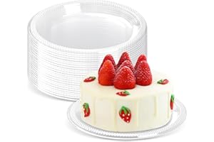 SJORHNUS 50 Pcs Clear Plastic Plates,6 Inch Party Appetizer Plates Dessert Salad Disposable Plastic Plates,Small Cake Plates 